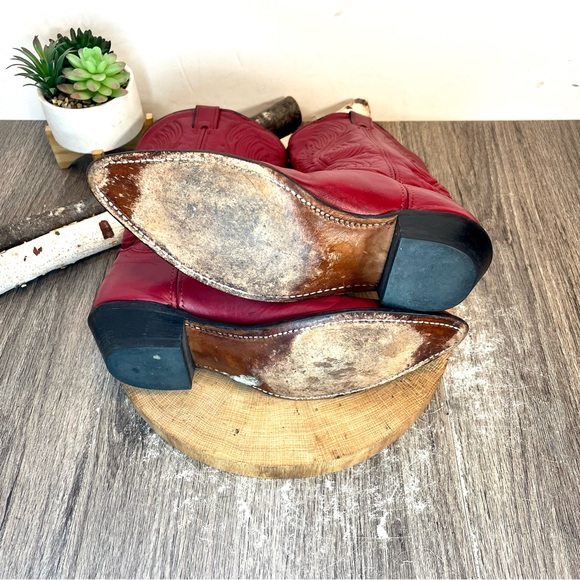 *Abilene Boots Ladies 11” Red Cowhide Pointed Toe Boot Size 10M - Picture 12 of 16